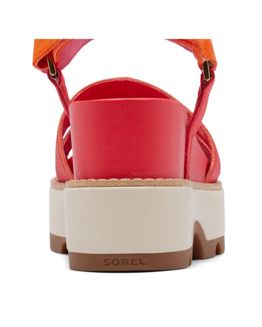 Sorel Red Joanie Iv Ankle Strap Platform Wedge Sandal