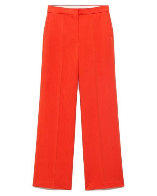 Mango Red Pleated Straight Leg Pants