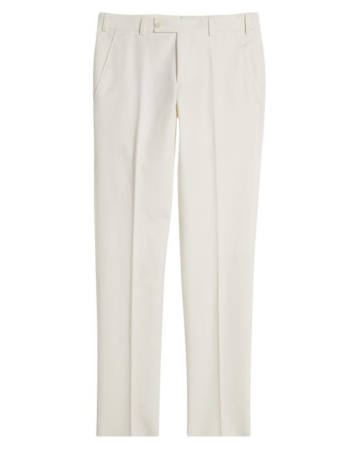 Ted Baker White Jerome Flat Front Linen & Cotton Dress Pants for men