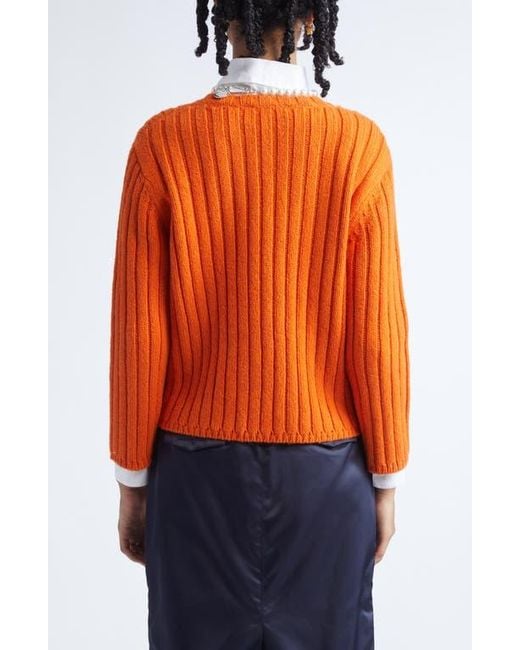 Sandy Liang Orange Carlow Rib Wool Blend Sweater
