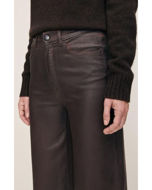 DL1961 Black Hepburn Coated High Waist Wide Leg Jeans