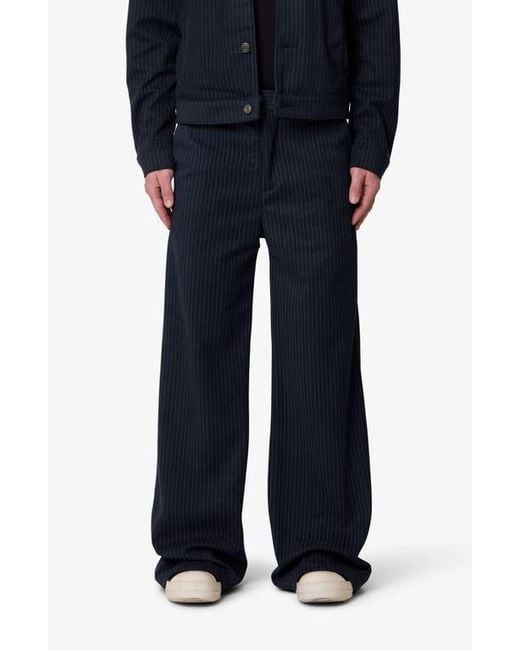 MNML Blue Pinstripe Bootcut Pants for men