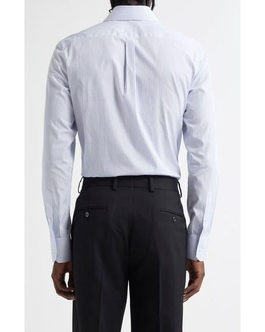 Dolce & Gabbana Blue Martini Fit Stripe Cotton Poplin Button-Up Shirt for men