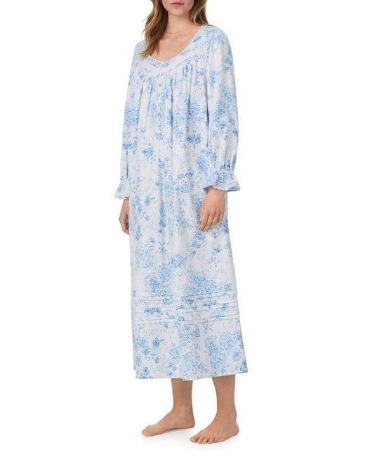Eileen West Blue Long Sleeve Cotton Flannel Ballet Nightgown