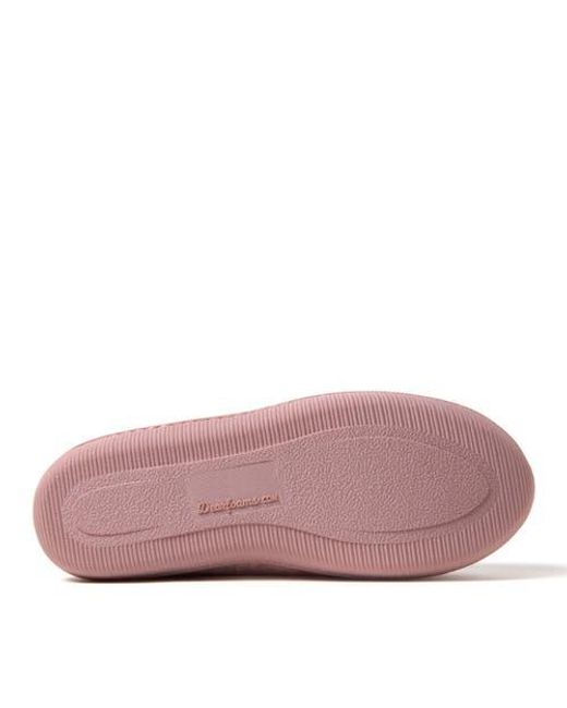 Dearfoams Pink Hayes Soft Knit Moccasin Slipper