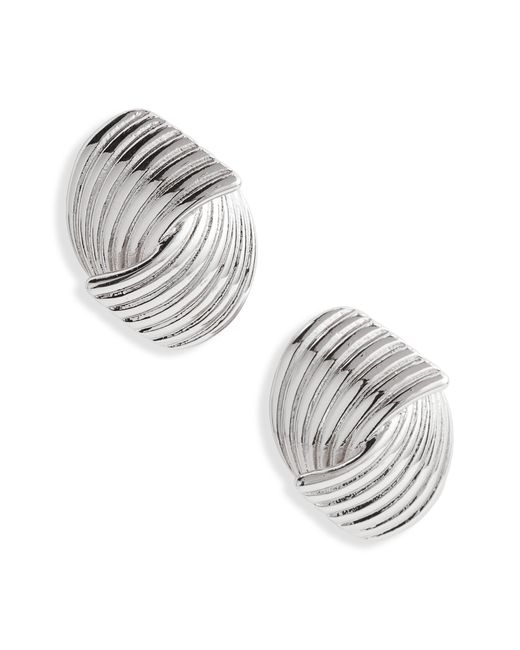 Open Edit Metallic Textured Stud Earrings