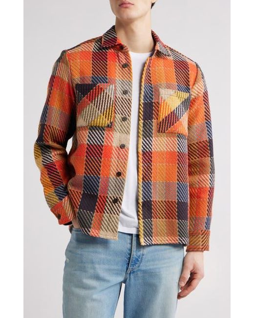 Wax London Orange Whiting Plaid Cotton Blend Overshirt for men