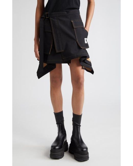 Sacai Carhartt Wip Asymmetric Wrap Skirt in Black | Lyst Sacai Carhartt Wip Asymmetric Wrap Skirt in Black | Lyst