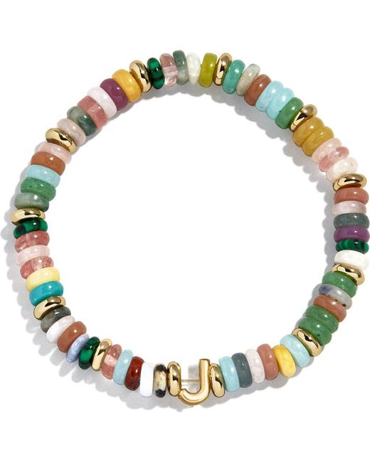 BaubleBar Blue Amaris Semiprecious Initial Beaded Stretch Bracelet