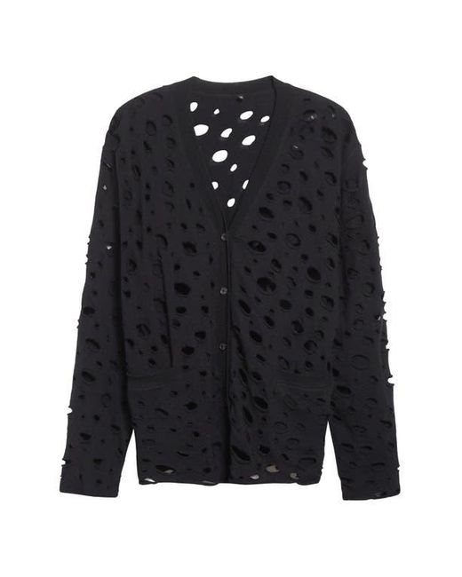 R13 Brown Ripped Merio Wool Boyfrined Cardigan
