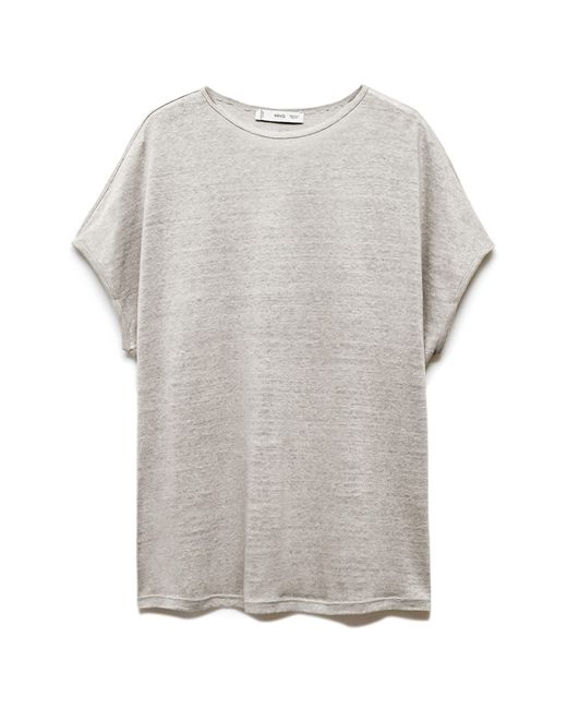 Mango Gray Dolman Sleeve Linen T-shirt