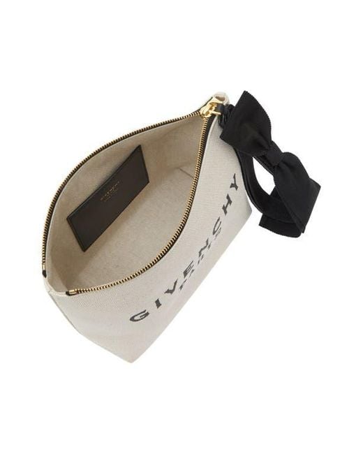 Givenchy Natural Small Logo Canvas Wristlet Pouch