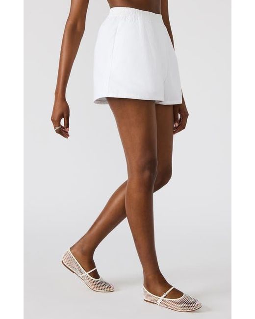 Steve Madden White Malena Easy Pull-On Cotton Blend Shorts