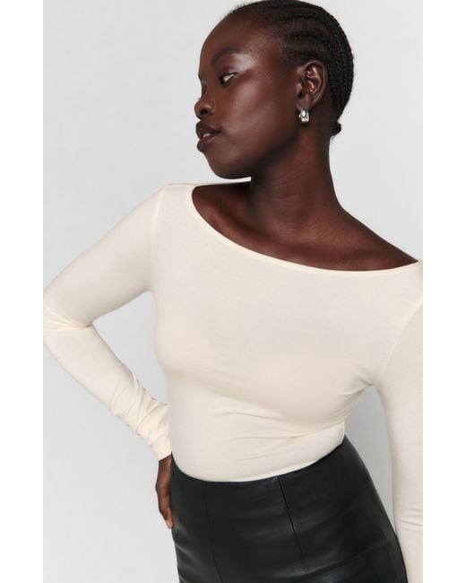 Reformation Wiley Ballet Neck Top in Black Lyst