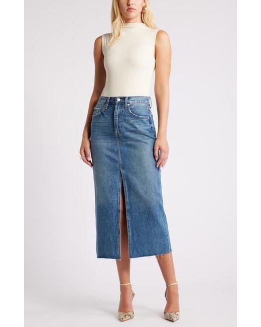 Open Edit Blue Funnel Neck Double Layer Bodysuit