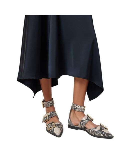 AllSaints Metallic Sutton Snakeskin Embossed Pointed Toe Flat
