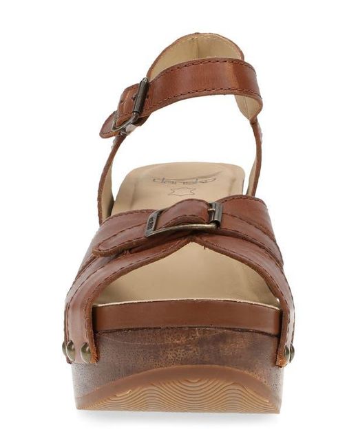 Dansko Brown Alanna Ankle Strap Platform Wedge Sandal
