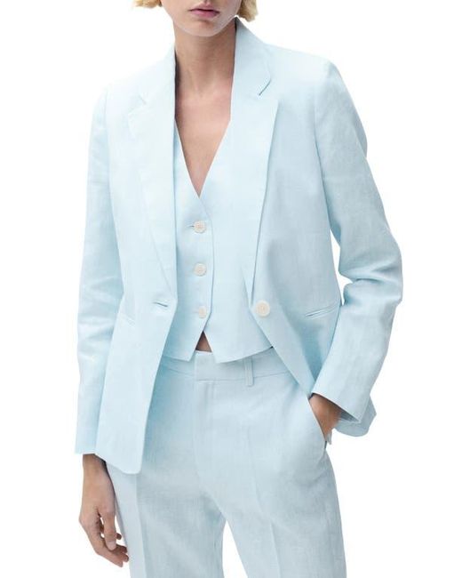 Mango Blue Boreli Linen Blazer