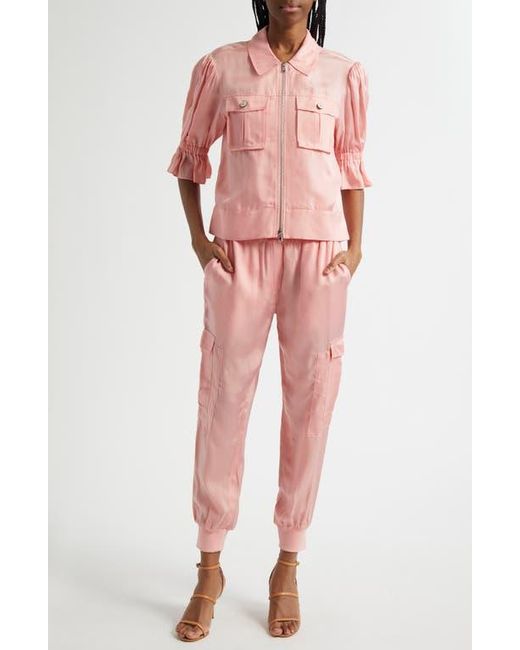 Cinq À Sept Pink Holly Ruffle Sleeve Jacket