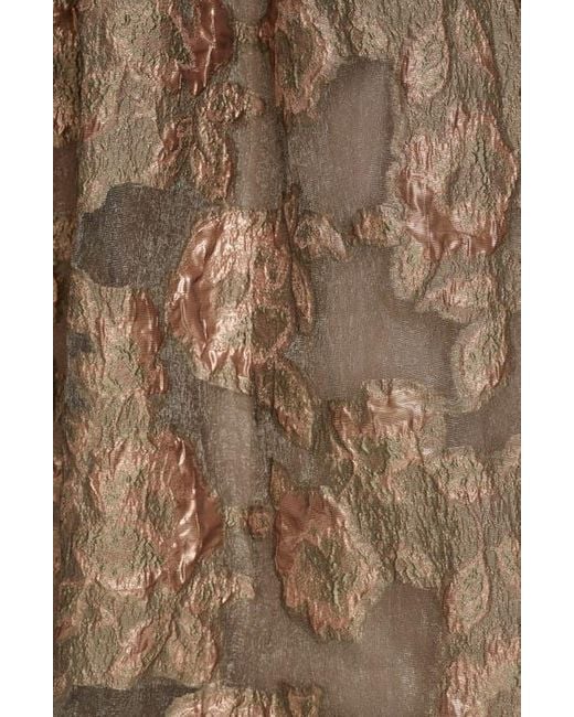 Donna Karan Brown One-Shoulder Metallic Jacquard Gown