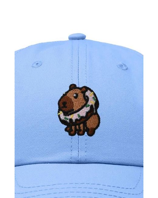 Alix Blue Capybara Donut Embroidered Cap for men