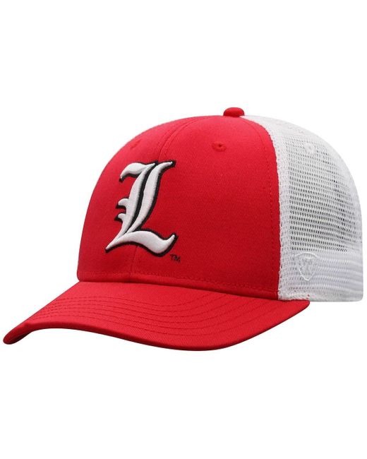 Top of the World Men's White, Red Louisville Cardinals Tone Down Trucker  Snapback Hat