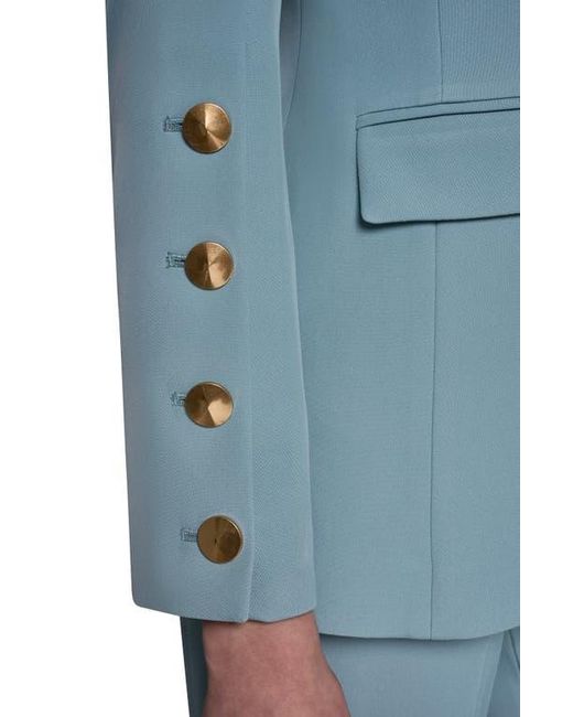 Donna Karan Blue Collarless Jacket