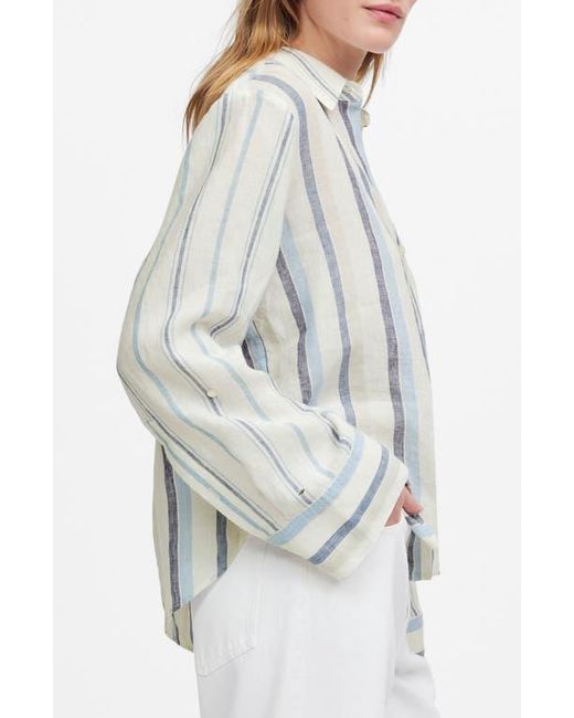Madewell Gray Stripe Linen Button-Up Shirt