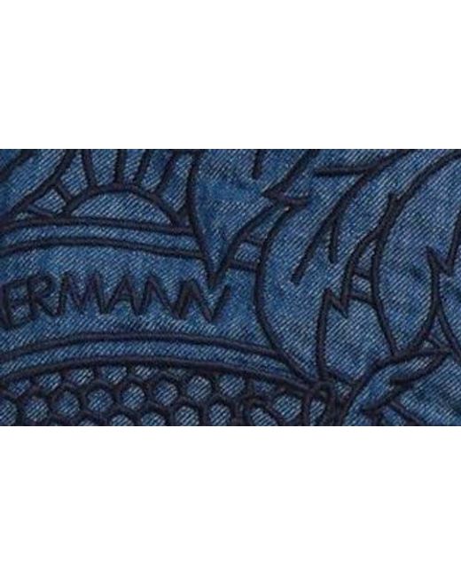 Zimmermann Blue Coco Embroidered Denim Shorts