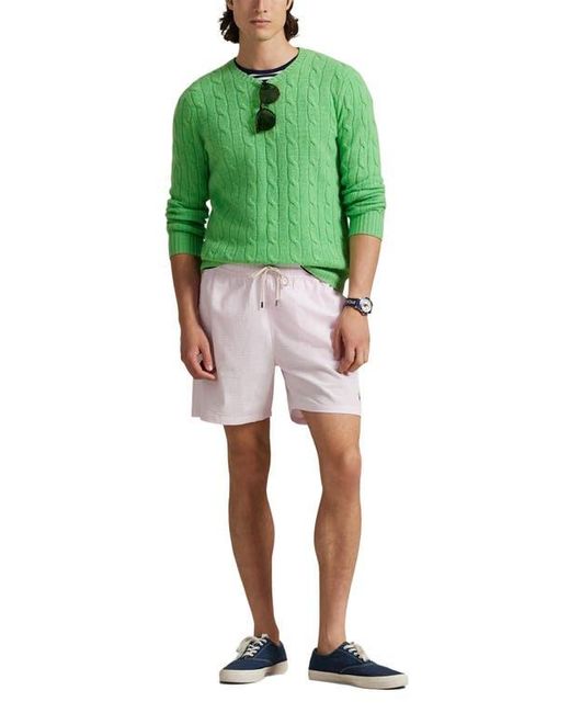 Polo Ralph Lauren Pink Traveler Seersucker Swim Trunks for men