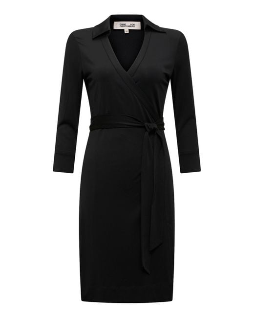 Diane von Furstenberg Black Jeanne Faux-wrap Dress
