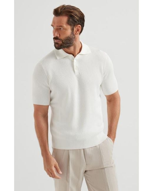 Brunello Cucinelli White English Rib Knit Sweater for men
