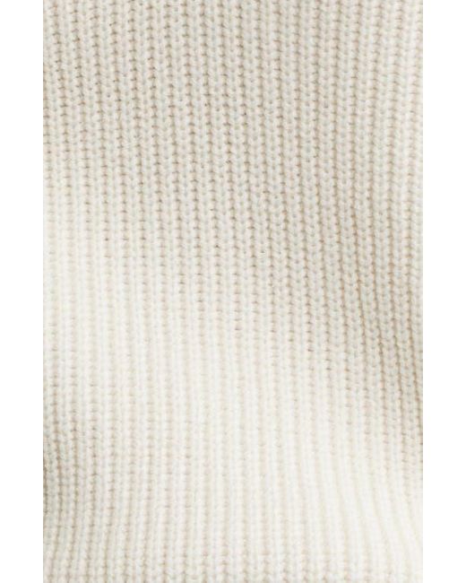 Caslon Blue Johnny Collar Cotton & Wool Sweater