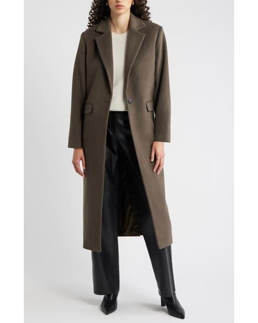Nordstrom Black One-Button Wool Blend Coat