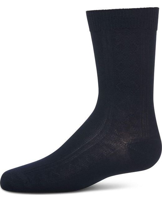 Memoi Blue Clocking Argyle Crew Socks for men