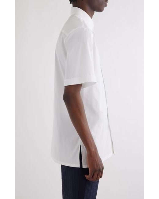 Givenchy White Military Short Sleeve Cotton Blend Button-Up Shirt for men