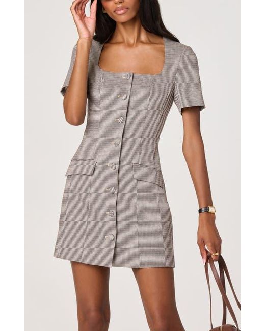 Astr Multicolor Houndstooth Short Sleeve Button-Up Minidress