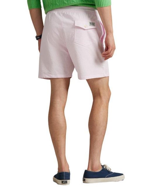 Polo Ralph Lauren Pink Traveler Seersucker Swim Trunks for men