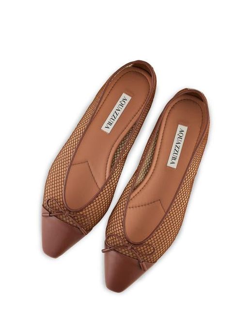 Aquazzura Brown Gioia Cap Toe Ballet Flat