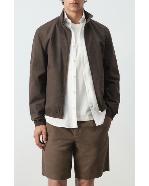 Mango Brown Straight Cotton Blend Jacket for men
