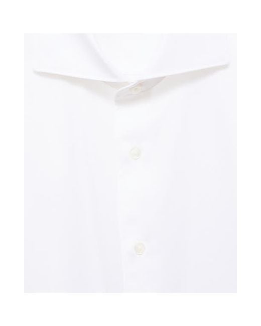 Mango White Slim Fit Cotton Button-Up Shirt for men