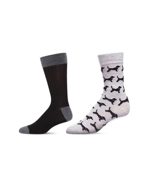 Memoi Black Assorted 2-Pack Crew Socks for men
