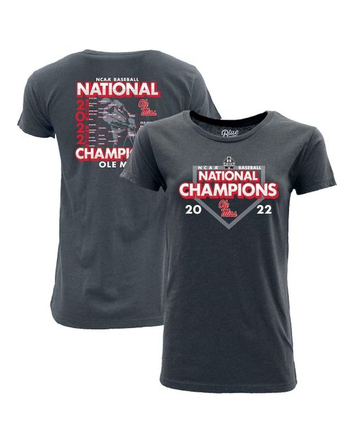 Blue 84 Blue Heathered Navy Ole Miss Rebels 2022 Ncaa Baseball College World Series Champions Schedule T-shirt