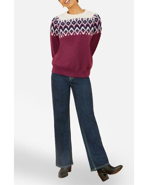 Yumi' Purple Fair Isle Relaxed Fit Knitted Sweater