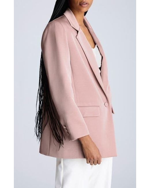 Kenneth Cole Pink One-Button Satin Twill Blazer