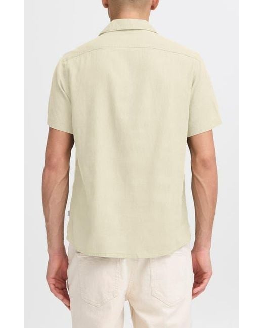 Solid Natural Allan Solid Linen Blend Camp Shirt for men