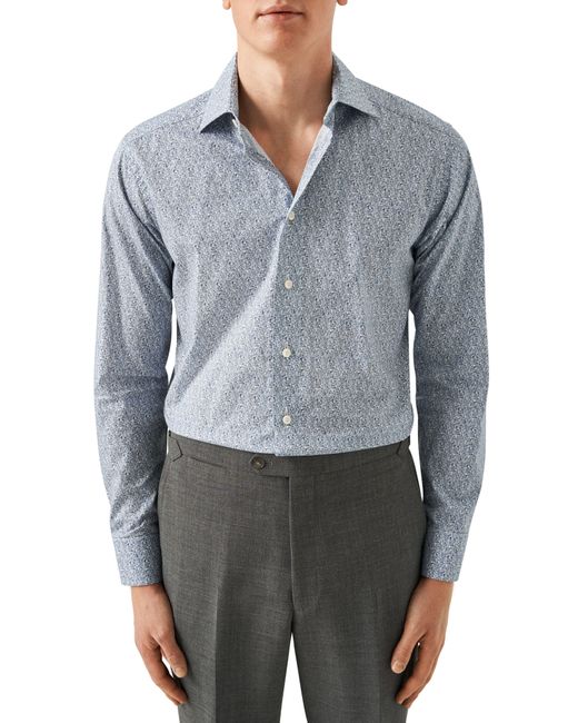 Eton of Sweden Gray Slim Fit Floral Cotton Dress Shirt for men