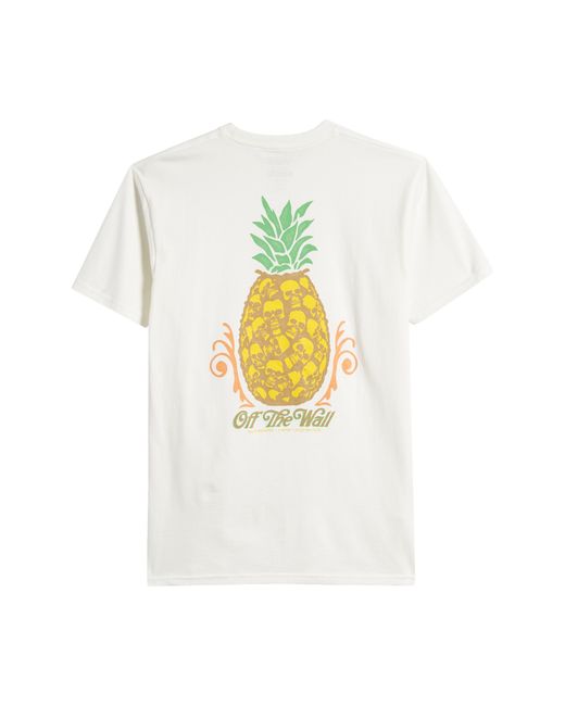Vans White Pineapple Skull Cotton Graphic T-shirt for men
