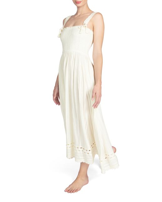 Robin Piccone White Jo Smocked Sleeveless Cover-up Maxi Dress