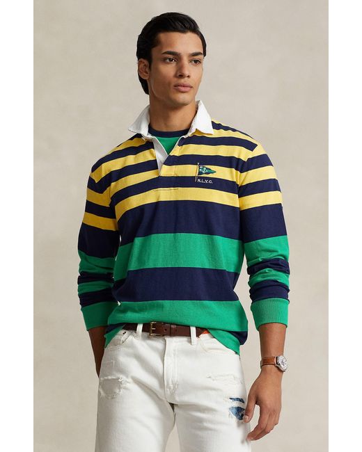 Polo Ralph Lauren Green Stripe Cotton Rugby Shirt for men